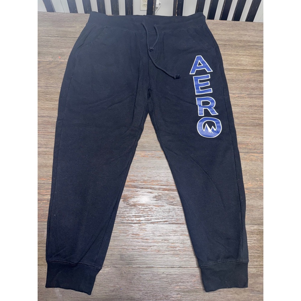 Aeropostale Mens Black AERO Graphic Jogger Sweatpants Size Large